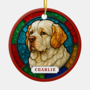 Clumber Spaniel Hund Keramik-Kreis-Ornament Keramik Ornament
