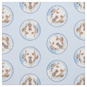 Clumber Spaniel Malerei Niedlich Original Hunde Ku Stoff