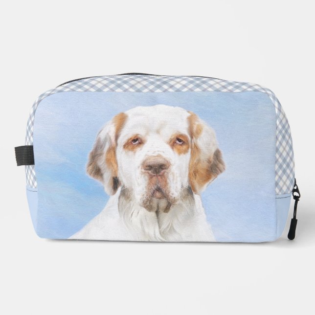 Clumber Spaniel Malerei Niedlich Original Hunde Ku Waschbeutel (Vorderseite)