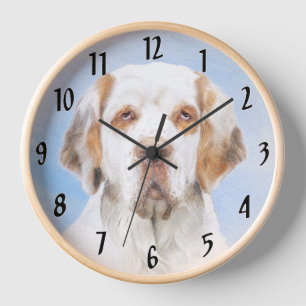 Clumber Spaniel Malerei - Süße originelle Hundekun Uhr