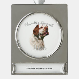 Clumber Spaniel Mama 2 Schlüsselanhänger Banner-Ornament Silber