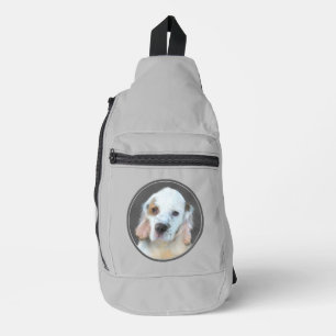 Clumber Spaniel Puppy Painting Original Dog Art Crossbody Bag
