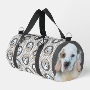Clumber Spaniel Puppy Painting Original Dog Art Duffle Bag