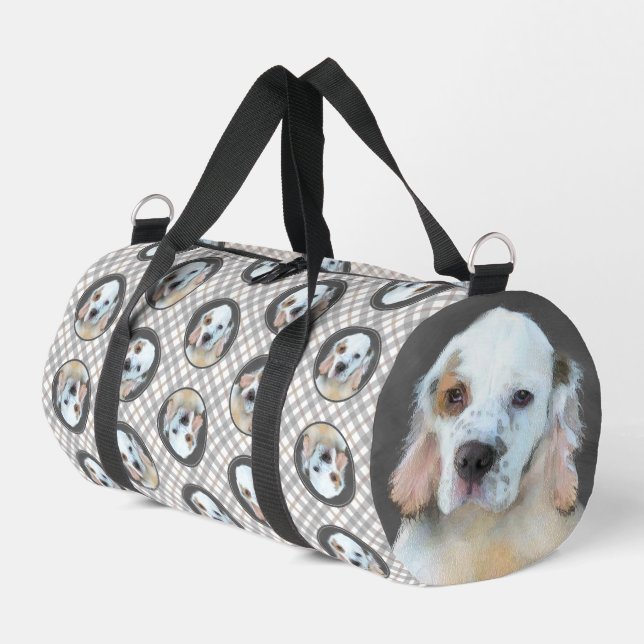 Clumber Spaniel Puppy Painting Original Dog Art Duffle Bag (Linke Seite)