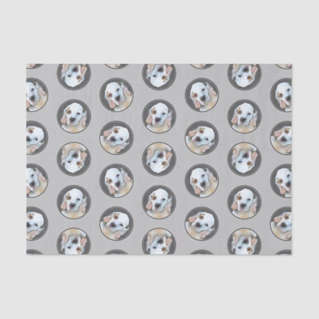 Clumber Spaniel Puppy Painting Original Dog Art Seidenpapier (Vorderseite)