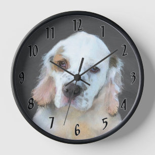 Clumber Spaniel Puppy Painting - Original Dog Art Uhr