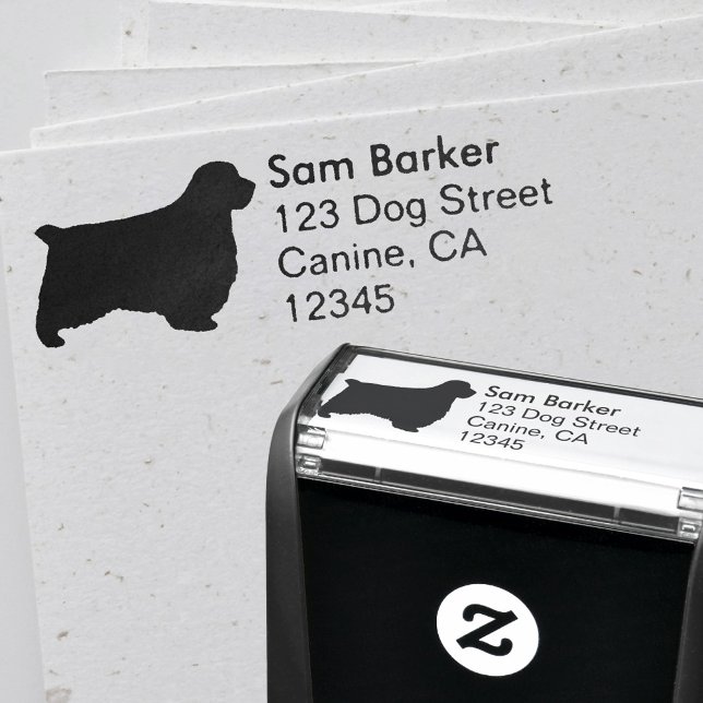 Clumber Spaniel Silhouette Rücksendeadresse Permastempel (Von Creator hochgeladen)
