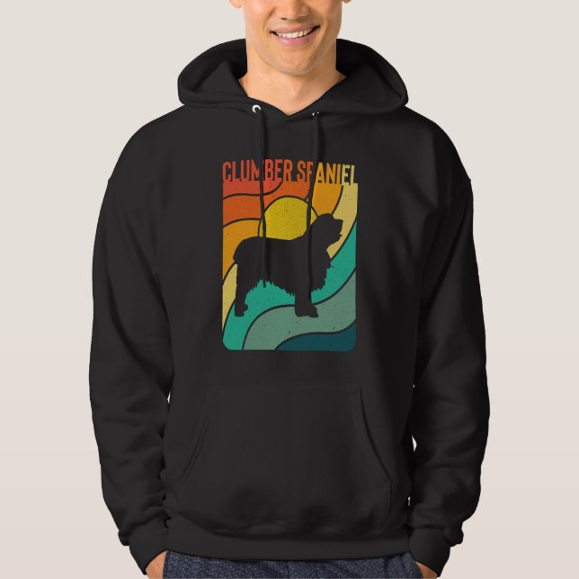 Clumber Spaniel Vintages Retro Dog Mummy Dad Hoodie (Vorderseite)
