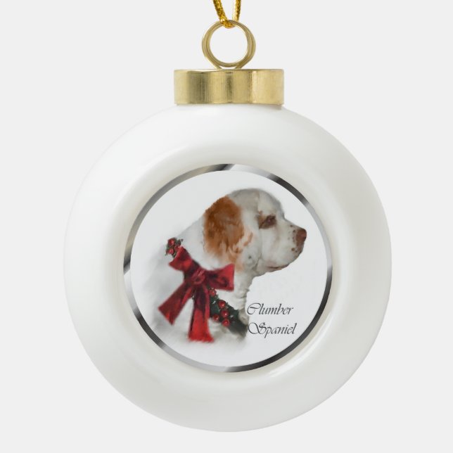 Clumber Spaniel Weihnachten Keramik Kugel-Ornament (Vorderseite)