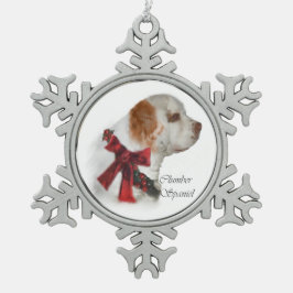 Clumber Spaniel Weihnachten Schneeflocken Zinn-Ornament