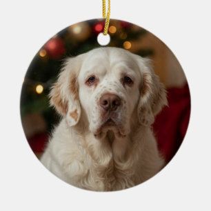 Clumber Spaniel Weihnachtsbaumanhänger Keramik Ornament
