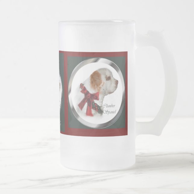 Clumber Spaniel Weihnachtsgeschenke Mattglas Bierglas (Rechts)