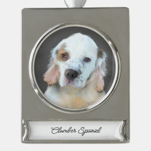 Clumber Spanischmalerei - Niedliche Original Dog A Banner-Ornament Silber