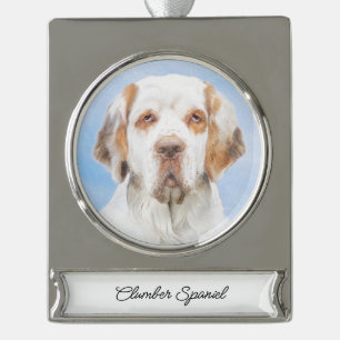 Clumber Spanischmalerei - Niedliche Original Dog A Banner-Ornament Silber