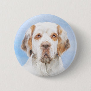 Clumber Spanischmalerei - Niedliche Original Dog A Button