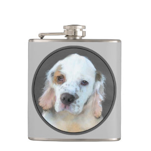 Clumber Spanischmalerei - Niedliche Original Dog A Flachmann