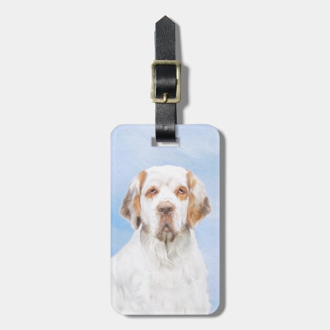 Clumber Spanischmalerei - Niedliche Original Dog A Gepäckanhänger (Vorderseite vertikal)