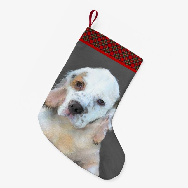 Clumber Spanischmalerei - Niedliche Original Dog A Kleiner Weihnachtsstrumpf (Vorderansicht (hängend))