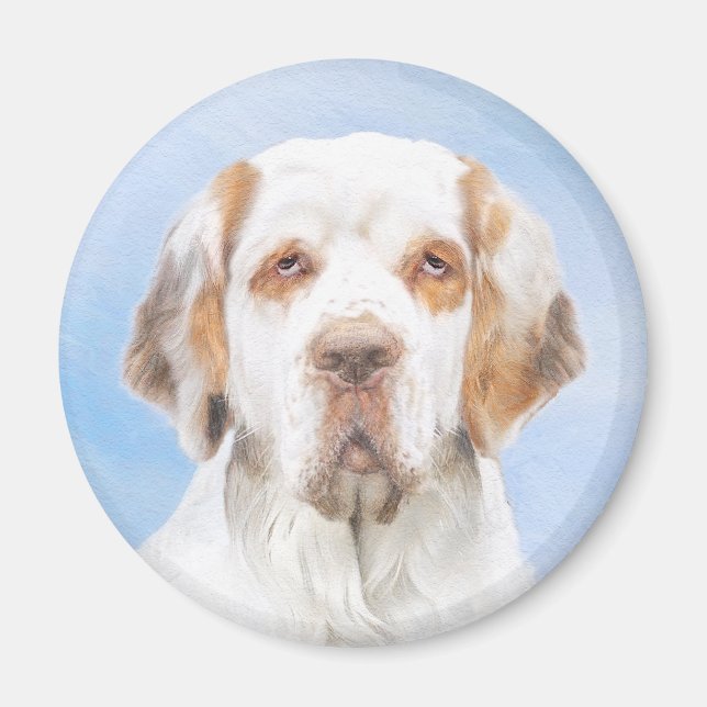 Clumber Spanischmalerei - Niedliche Original Dog A Magnet (Vorne)