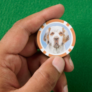 Clumber Spanischmalerei - Niedliche Original Dog A Pokerchips