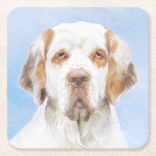 Clumber Spanischmalerei - Niedliche Original Dog A Rechteckiger Pappuntersetzer
