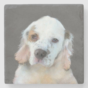 Clumber Spanischmalerei - Niedliche Original Dog A Steinuntersetzer