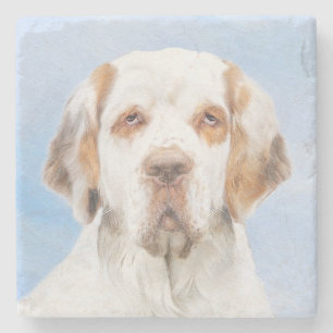 Clumber Spanischmalerei - Niedliche Original Dog A Steinuntersetzer