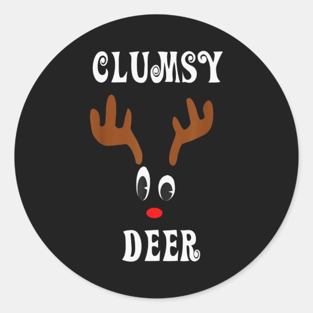 Clumsy Christmas Reindeer Angler Hunt Deer Elk  Runder Aufkleber (Vorderseite)