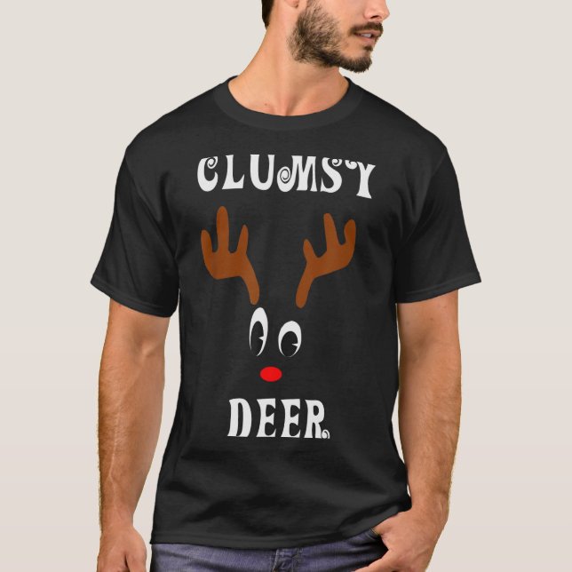 Clumsy Christmas Reindeer Angler Hunt Deer Elk  T-Shirt (Vorderseite)