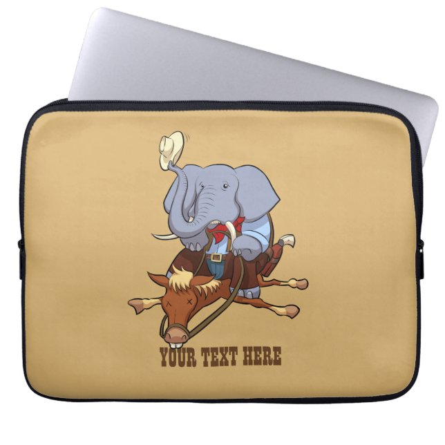 Clumsy Cowboy Elephant Funny Horse Rider Cartoon Laptopschutzhülle (Vorderseite)