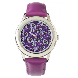Cluster Lila weißer Stiefmütterchen: Harmonische G Armbanduhr