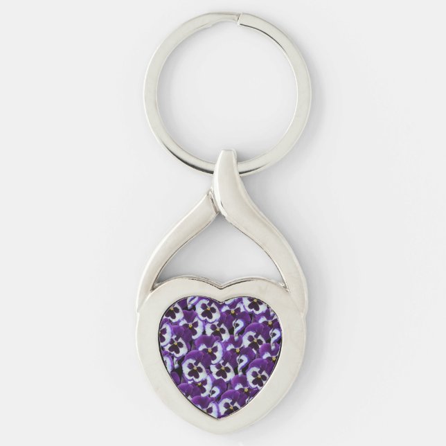 Cluster Lila weißer Stiefmütterchen: Harmonische G Schlüsselanhänger (Vorderseite)