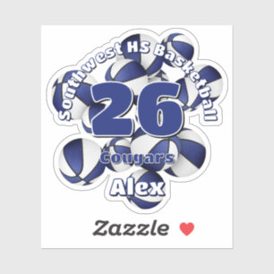 Cluster von Blaue Teamfarben Basketball Kinder Nam Aufkleber