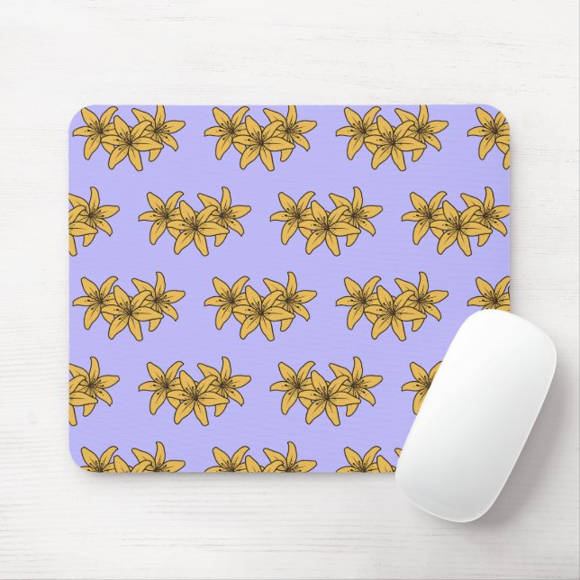 Cluster von gelben Cartoon-Lilien Mousepad (Mit Mouse)