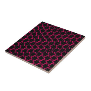 Cluster zur rosa und schwarzen Blume Fliese
