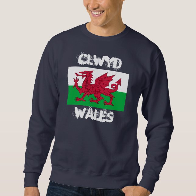 Clwyd, Wales mit walisischer Flagge Sweatshirt (Vorderseite)