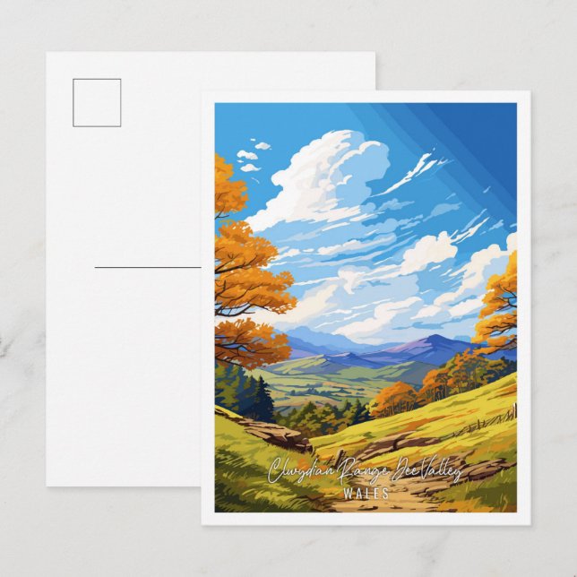 Clwydian Range Dee Valley Wales Postkarte (Vorne/Hinten)