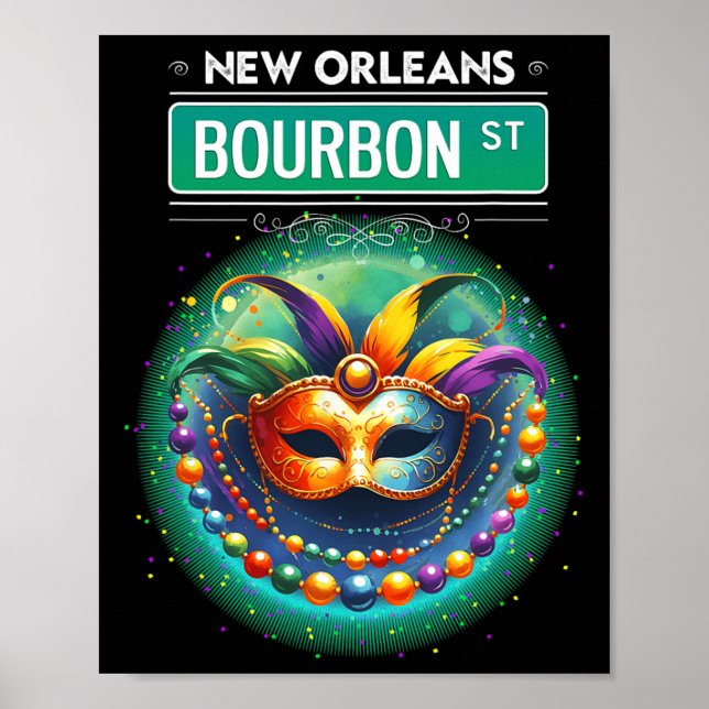 Cly New Orleans Bourbon Street Cool Fun Nola Mardi Poster (Vorne)
