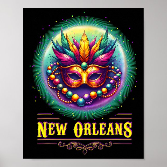 Cly New Orleans Bourbon Street Cool Fun Nola Mardi Poster (Vorne)