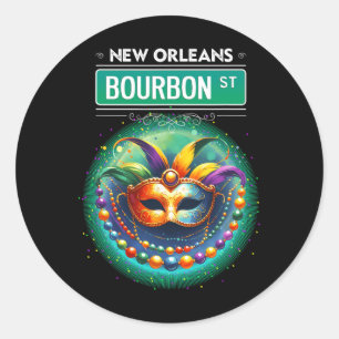 Cly New Orleans Bourbon Street Cool Fun Nola Mardi Runder Aufkleber