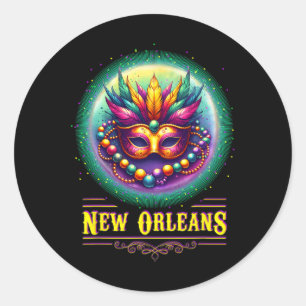 Cly New Orleans Bourbon Street Cool Fun Nola Mardi Runder Aufkleber