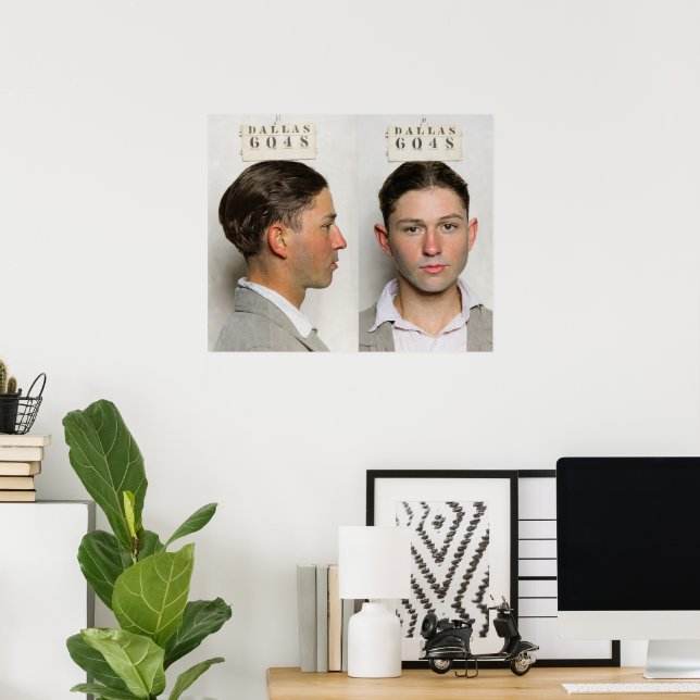 Clyde Champion Barrow MugShot Dallas Circa 1926 Poster (Heimbüro)