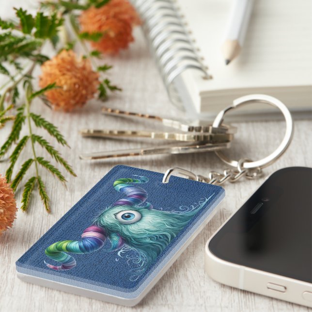 Clyde - Ein mit Augen Monster - Individueller Schl Schlüsselanhänger (Vorderseite rechts)