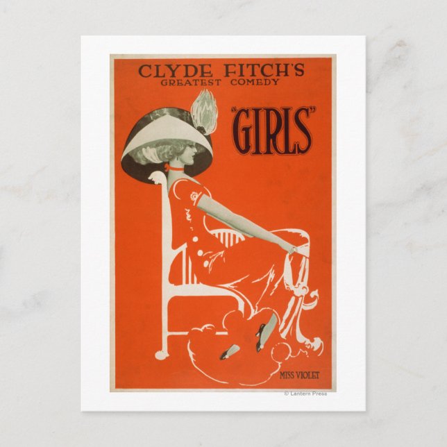 Clyde Fitchs Beste Comedy, "Girls" Theater 2 Postkarte (Vorderseite)