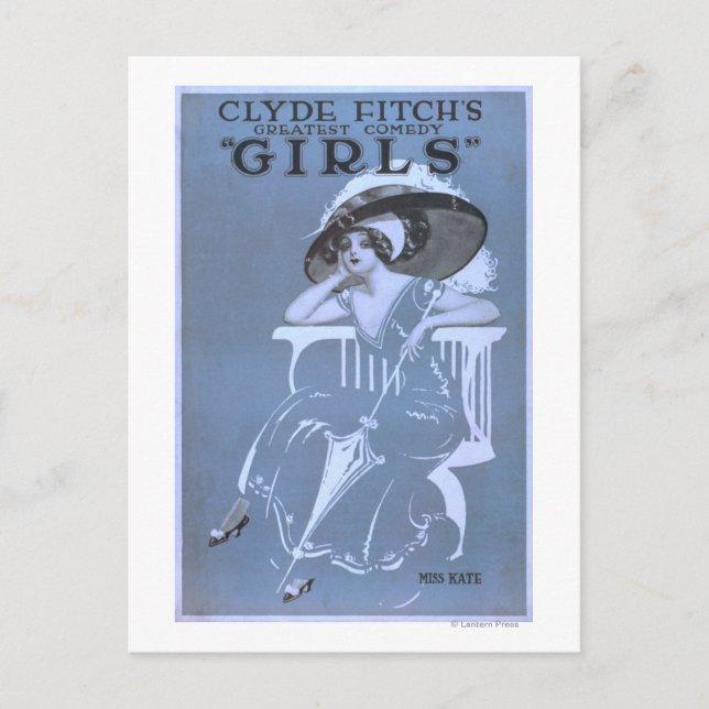 Clyde Fitchs Beste Comedy, "Girls" Theater Postkarte (Vorderseite)