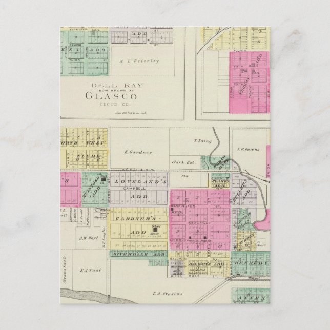 Clyde, Glasco, Jamestown, Kansas Postkarte (Vorderseite)