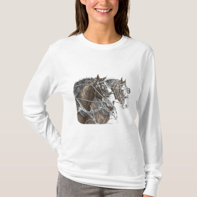 Clydesdale Draft Horse Team T-Shirt (Vorderseite)