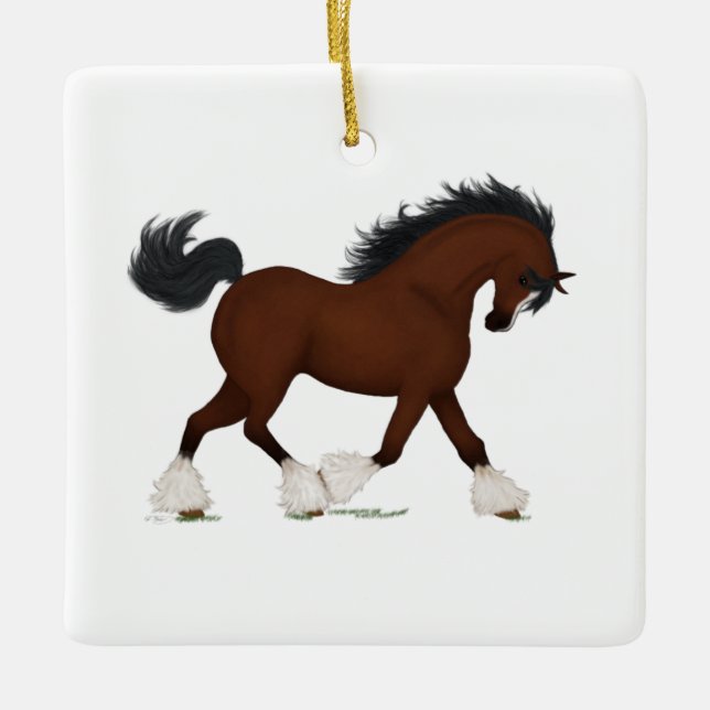 Clydesdale Horse Personalized Equestrian Christmas Keramikornament (Vorderseite)