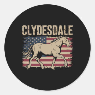 Clydesdale Horse Reiten Runder Aufkleber