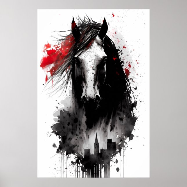 Clydesdale Ink Portrait Poster (Vorne)